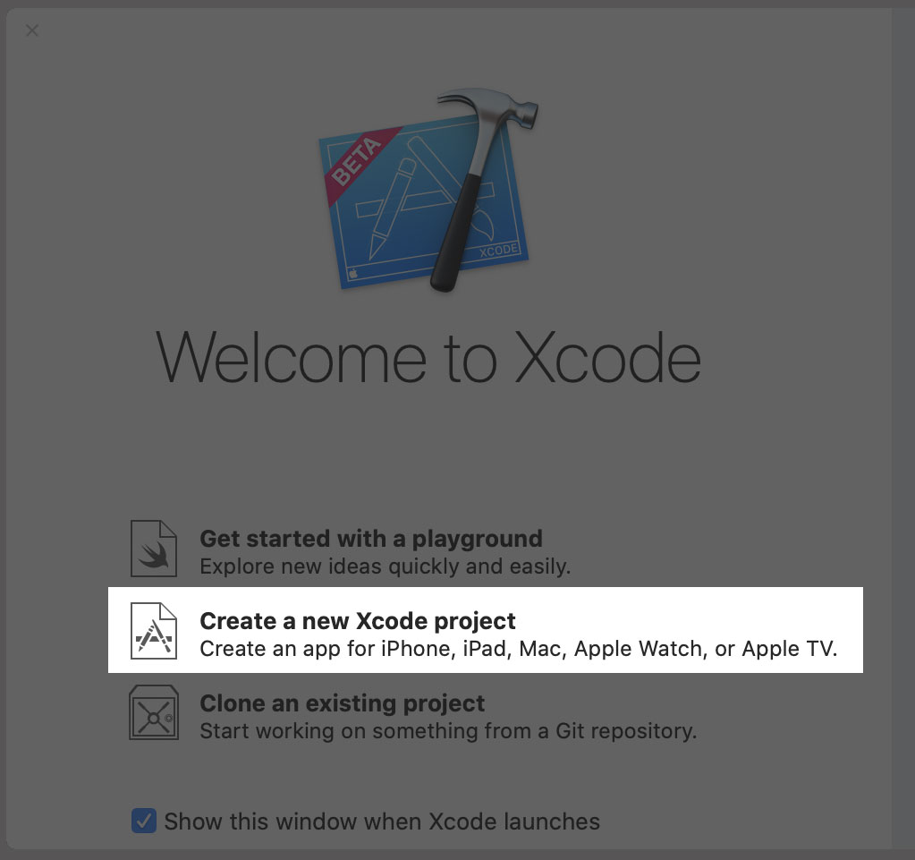 Create a new Xcode project